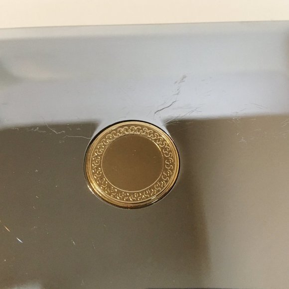 Compact Makeup Mirror Gold Inlay Silver Tone Metal - Picture 6 of 7